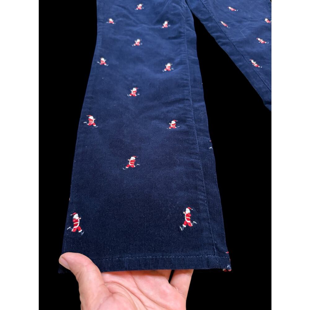 Talbots Stretch Corduroy Womens Straight Leg Pants Santa Print Running Sz 10P E8